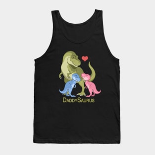 DaddySaurus T-Rex Father & Twin Boy Girl Dinosaurs Tank Top